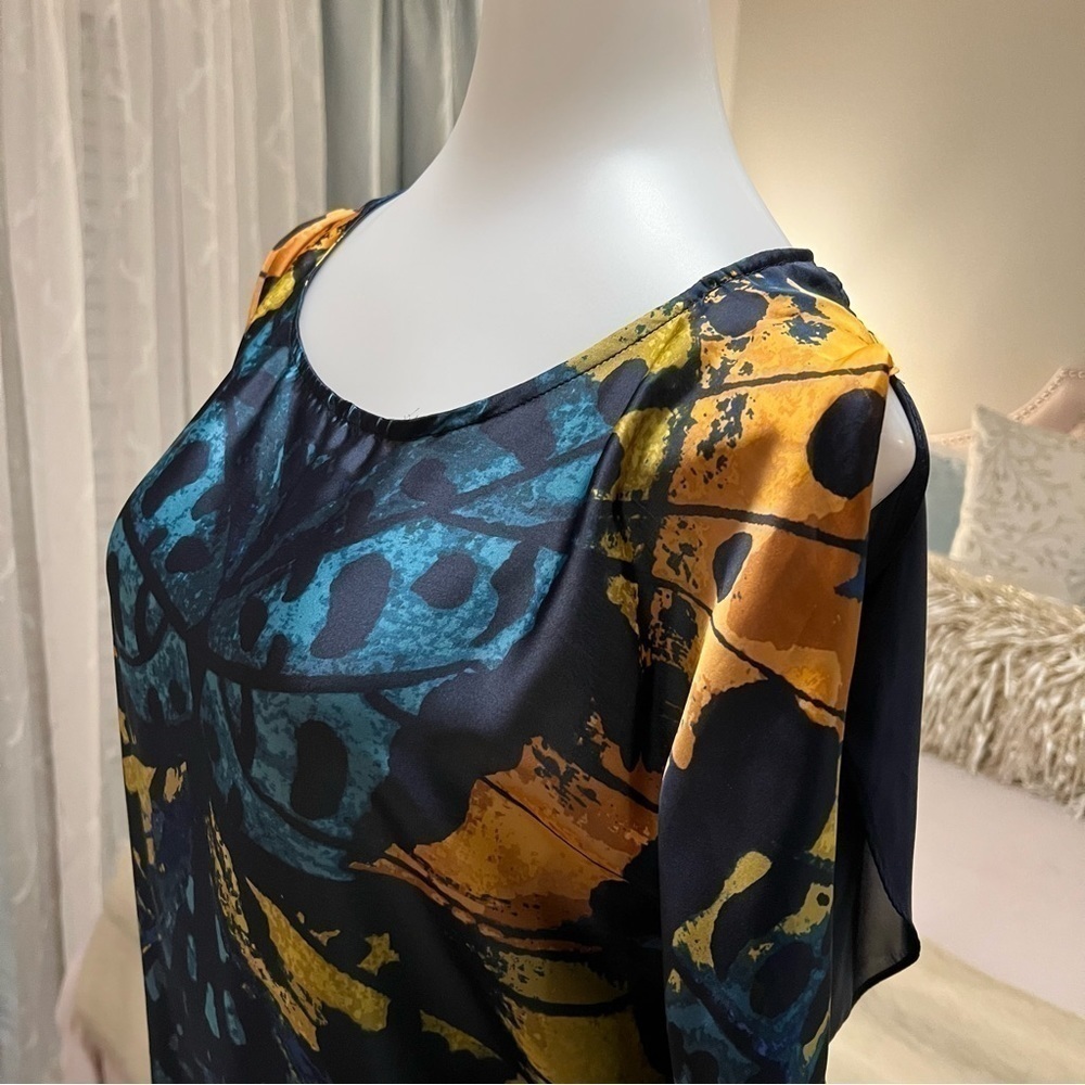 EXPRESS Navy Blue Butterfly XS Flutter Sleeves Blouse Knit Skirt Dress 2011 - Picture 3 of 17